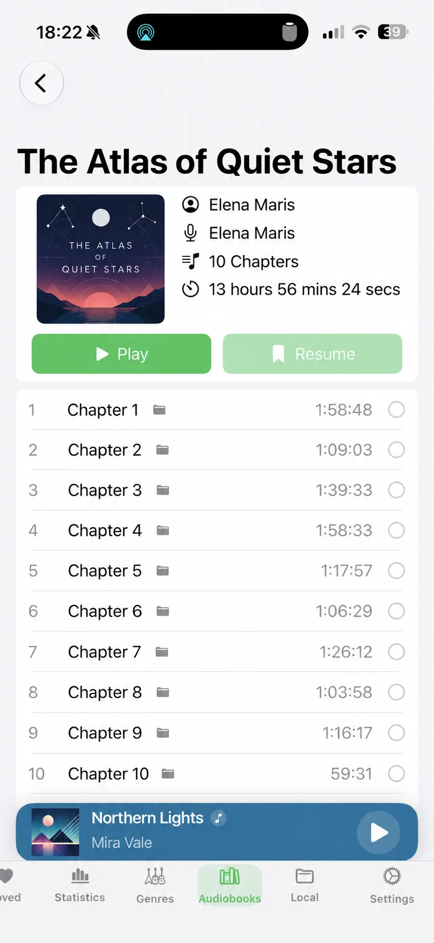Audiobooks next to your music